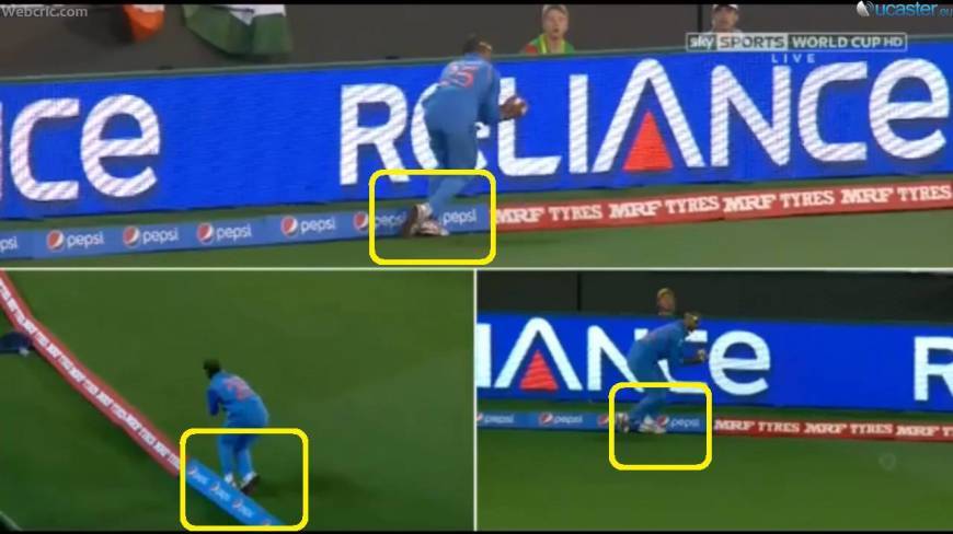 Cricket fans doubted whether Indian fielder Shikhar Dhawan touched the boundary line while catching Bangladesh batsman Mahmudullah at the fine-leg. Photo Credit: dhakatribune.com